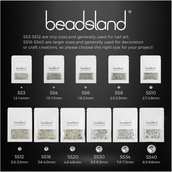 🆕 Beadsland Flat Back Crystal Rhinestones Round Gems Hight Quality Sparkle Glue - Picture 6 of 6